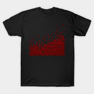 Unruly 3D Hexagon Pattern in Red T-Shirt